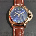Best Quality Replica Panerai Luminor GMT Blue Dial Brown Leather Strap Watch